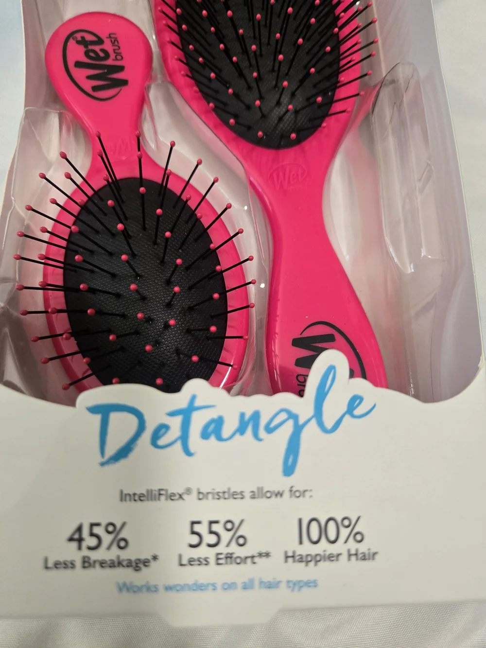 Wet Brush Detangling Duo Hair Brushes - Hot Pink